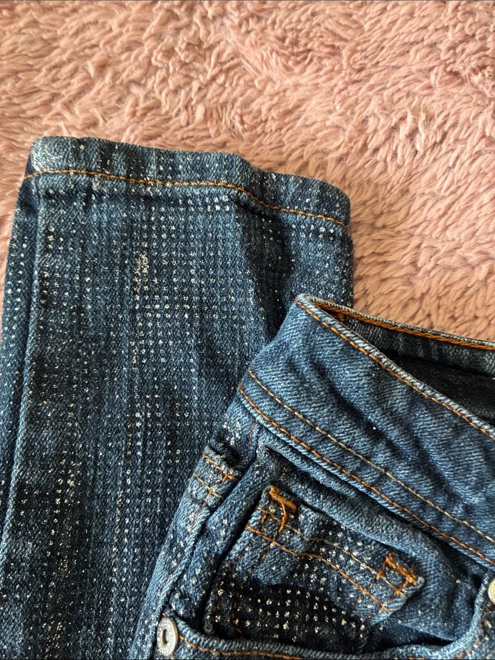 Justice Girls' Blue Boot Cut Jeans with Subtle Dot Fade
